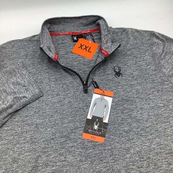 Spyder Active‎ Mens Long Sleeve 1/4 Zip Pullover Gray Size XXL NWT - Picture 1 of 10
